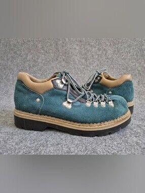 Attitude Vintage 90s Teal Suede Hiking Boots 6 Low Shoes Gorpcore Granola Girl